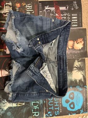 Rock & Republic Frayed Dark Blue Denim Cutoff Shorts